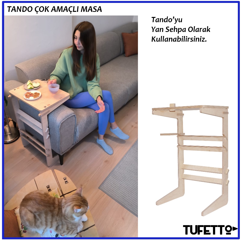 Tufetto ahşap laptop masası ve sehpa